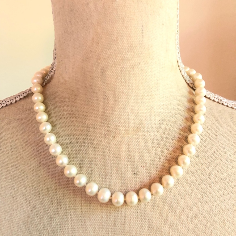 Genuine fresh water pearl sterling silver necklace
